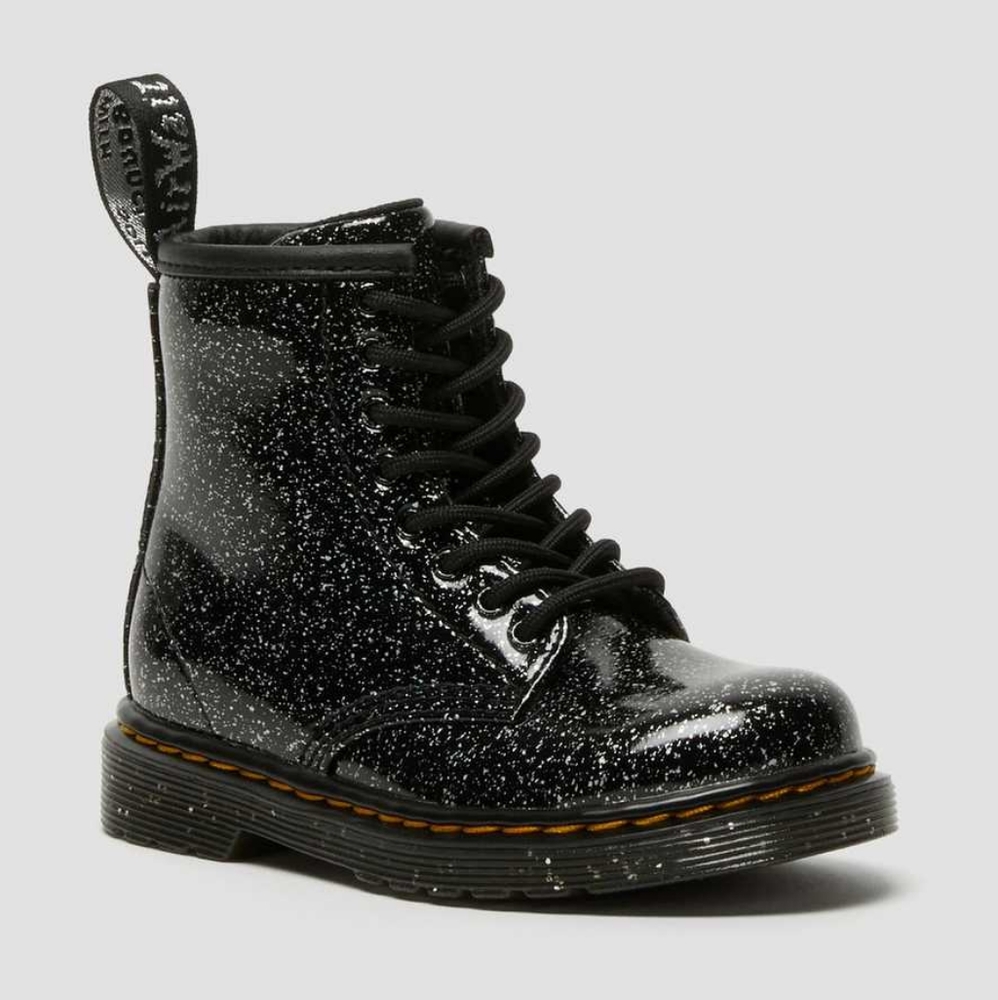 DR. MARTENS TODDLER 1460 GLITTER LACE UP BOOTS, SZ 7